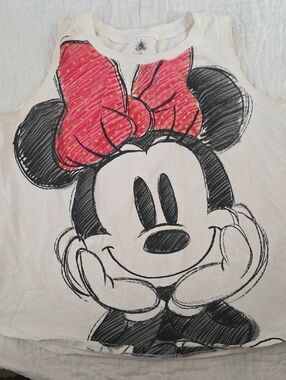 Disney Women's White Tank Top with Red Minnie Bow Graphic
